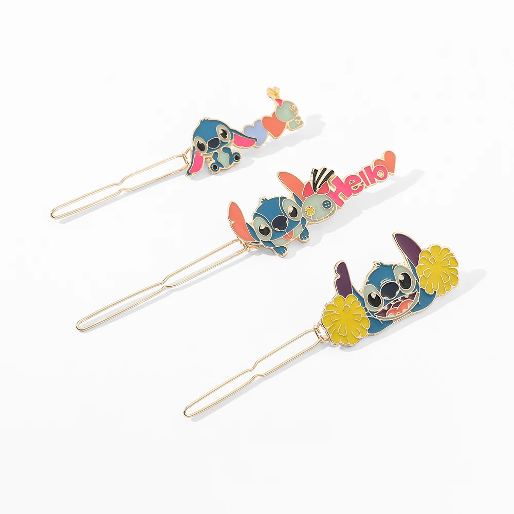 Bandai Anime Lilo & Stitch Hairpin Cute Cartoon Stitch Hair Clip Fashion Hair Pins for Women Head Accessories Peripheral Gift