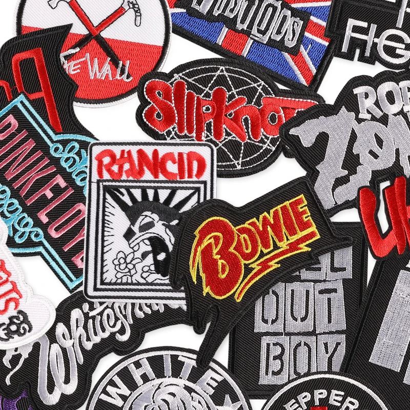 26 Pcs Lot Rock Letters Patches Thermocollant Hard Iron On For Clothes Pack Embroidered Jacket Sew Fabric Mochila Bulk Parches