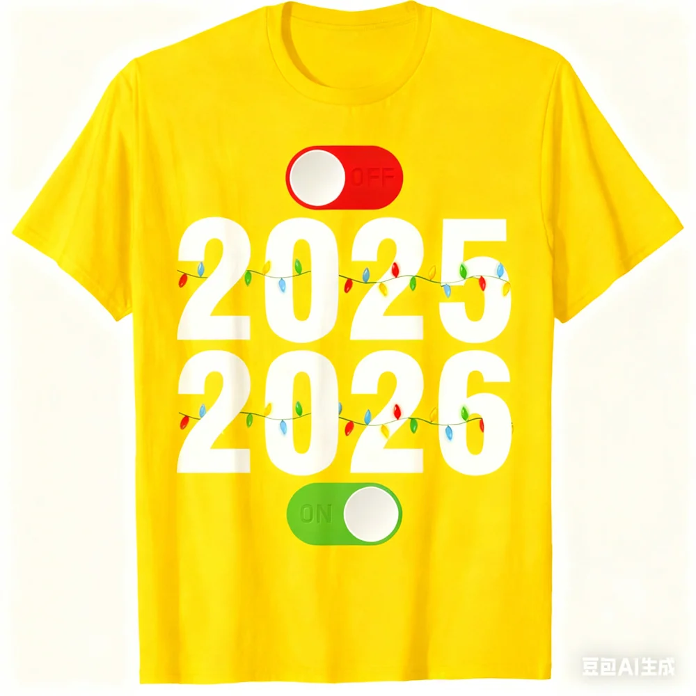 مضحك ثلاثية الأبعاد 2025 قبالة 2026 على تي شيرت مطبوع الإبداعية شخصية تصميم قصيرة الأكمام تيز الرجال النساء سنة جديدة سعيدة موضوع الملابس