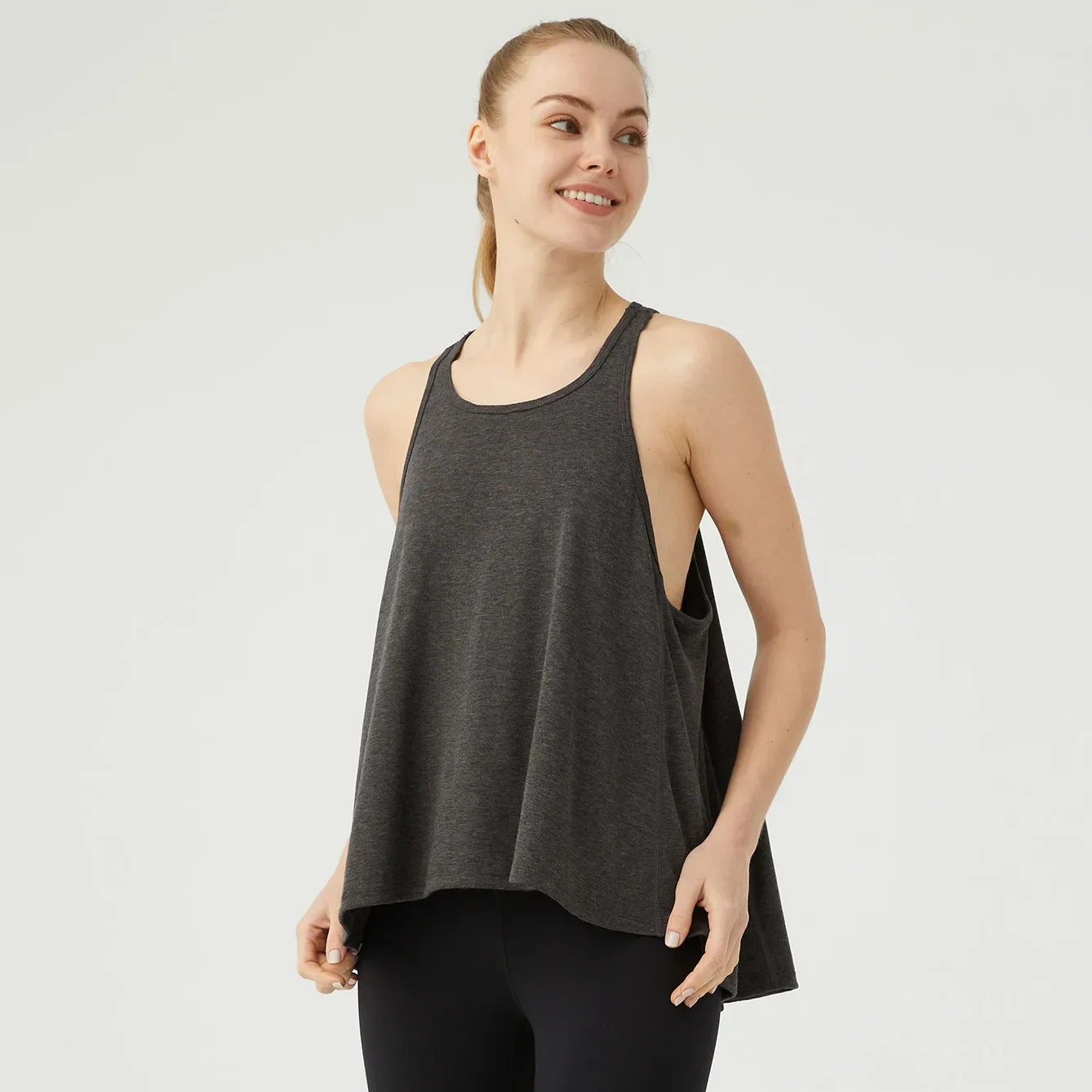 WANAYOU Sexy loose yoga shirt women's sleeveless sports vest quick drying gym running shirt breathable exercise top