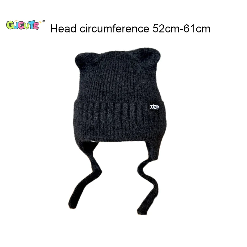 Cappello invernale da donna con paraorecchie per orecchie di gatto carino Moda berretto lavorato a maglia antivento stile Kpop Cappelli a cuffia morbidi Cappellini streetwear color caramella