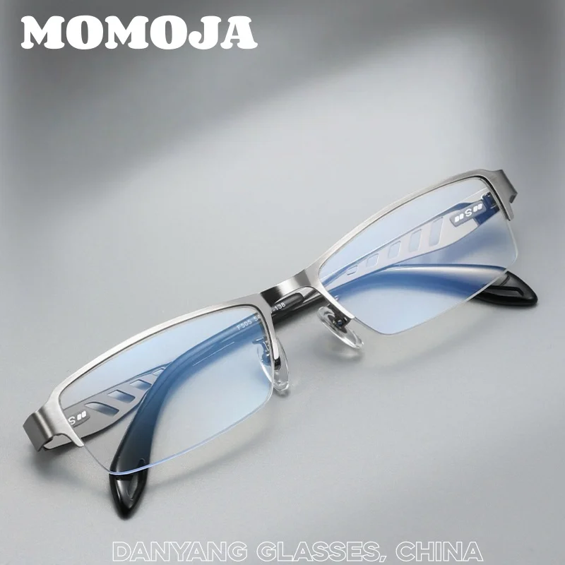 

MOMOJA Business Titanium Glasses Frame Men Fashion Square Half Rim Myopia Optical Eyeglasses Unique Design Original Eyewear F505