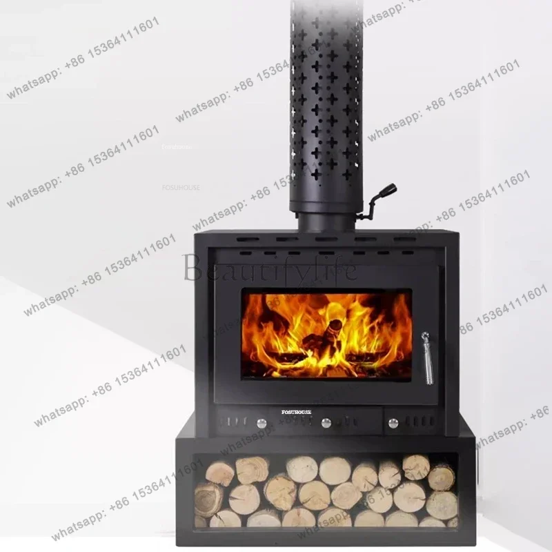 Luxury Real Fire Fireplace with Chimney Wood Stove Household Heating Stove Rural Indoor
