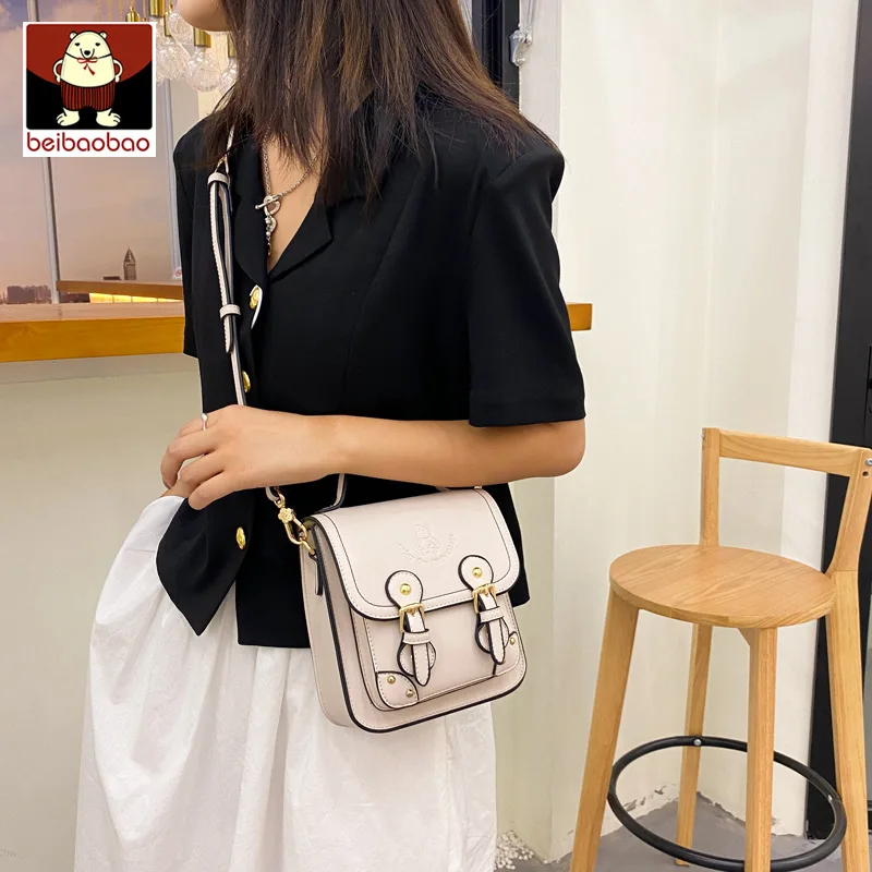 Beibaobao Small Square Bag Women\'s Bag Summer New Black White Leisure Fashion Retro Cambridge Bags One Shoulder Crossbody Bag