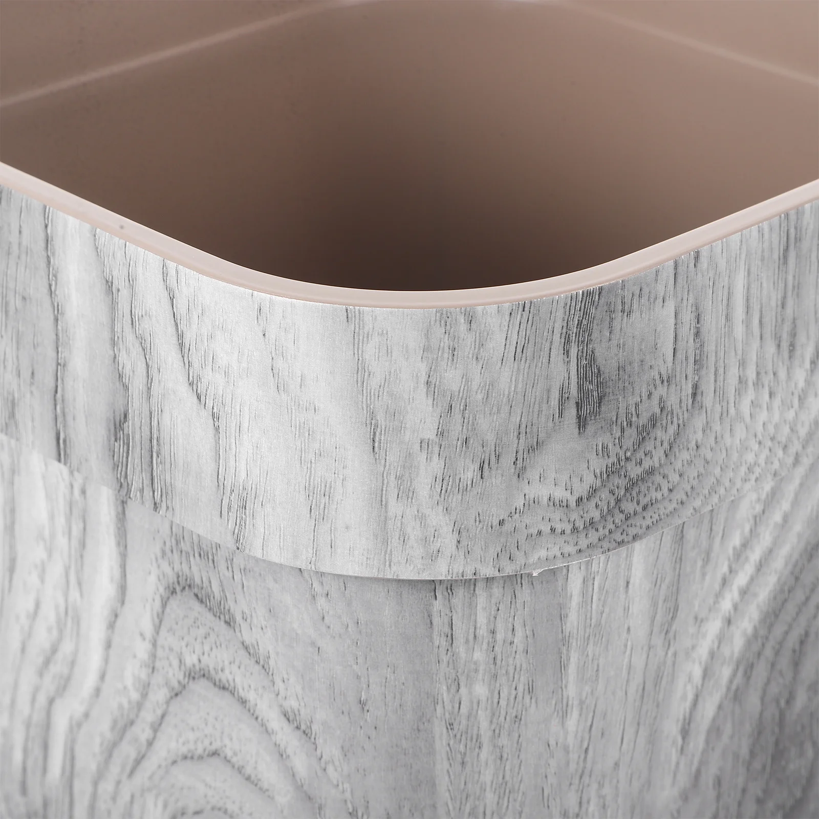 

Wood Grain Trash Can Environmental Protection PP Material Versatile for Home Office Bedroom Living Room Kitchen Garbage Bin