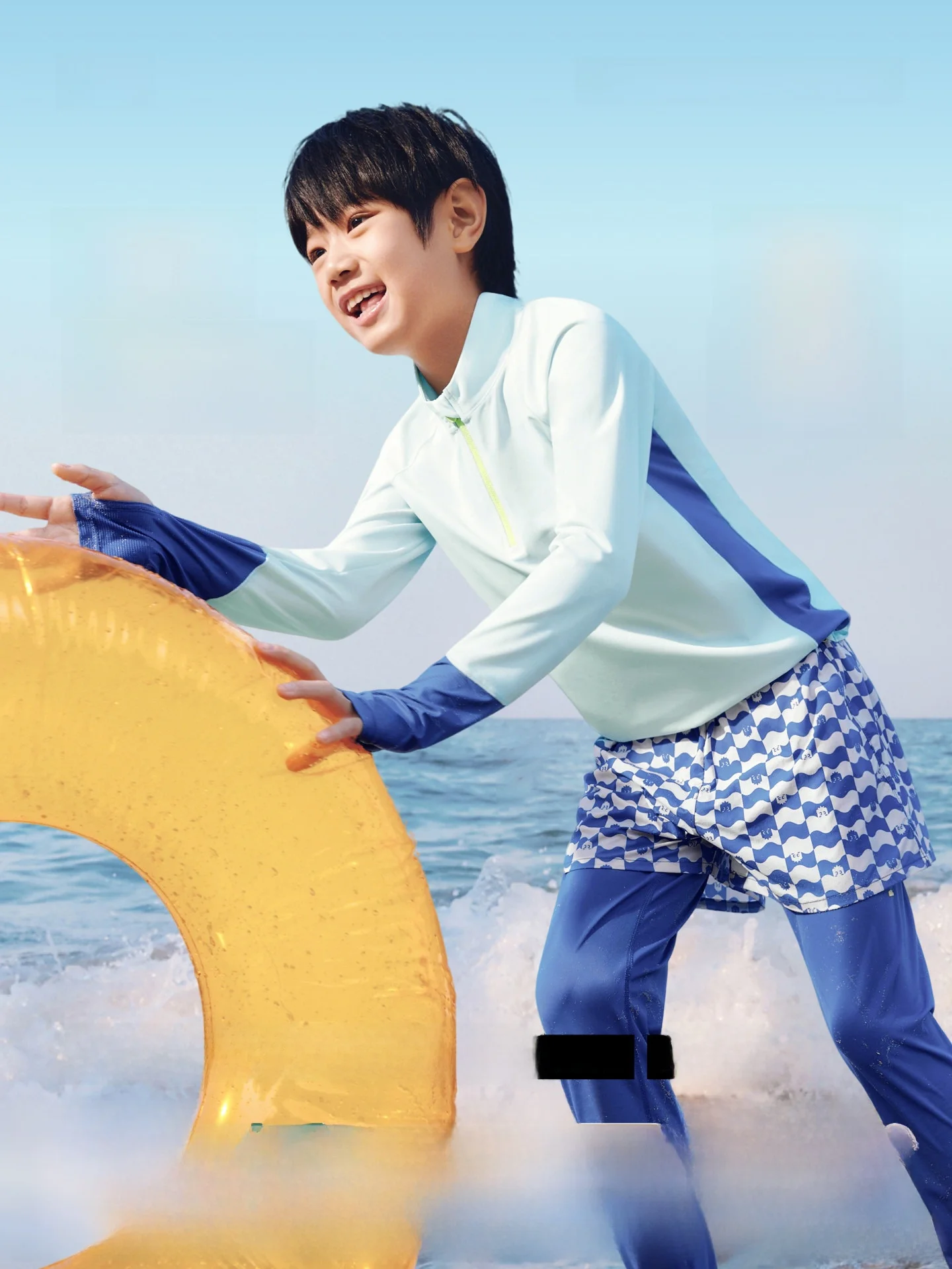 

Детский купальный костюм из бананового листа с длинными рукавами, раздельный, для занятий спортом, для мальчиков и девочек, для серфинга на пляже