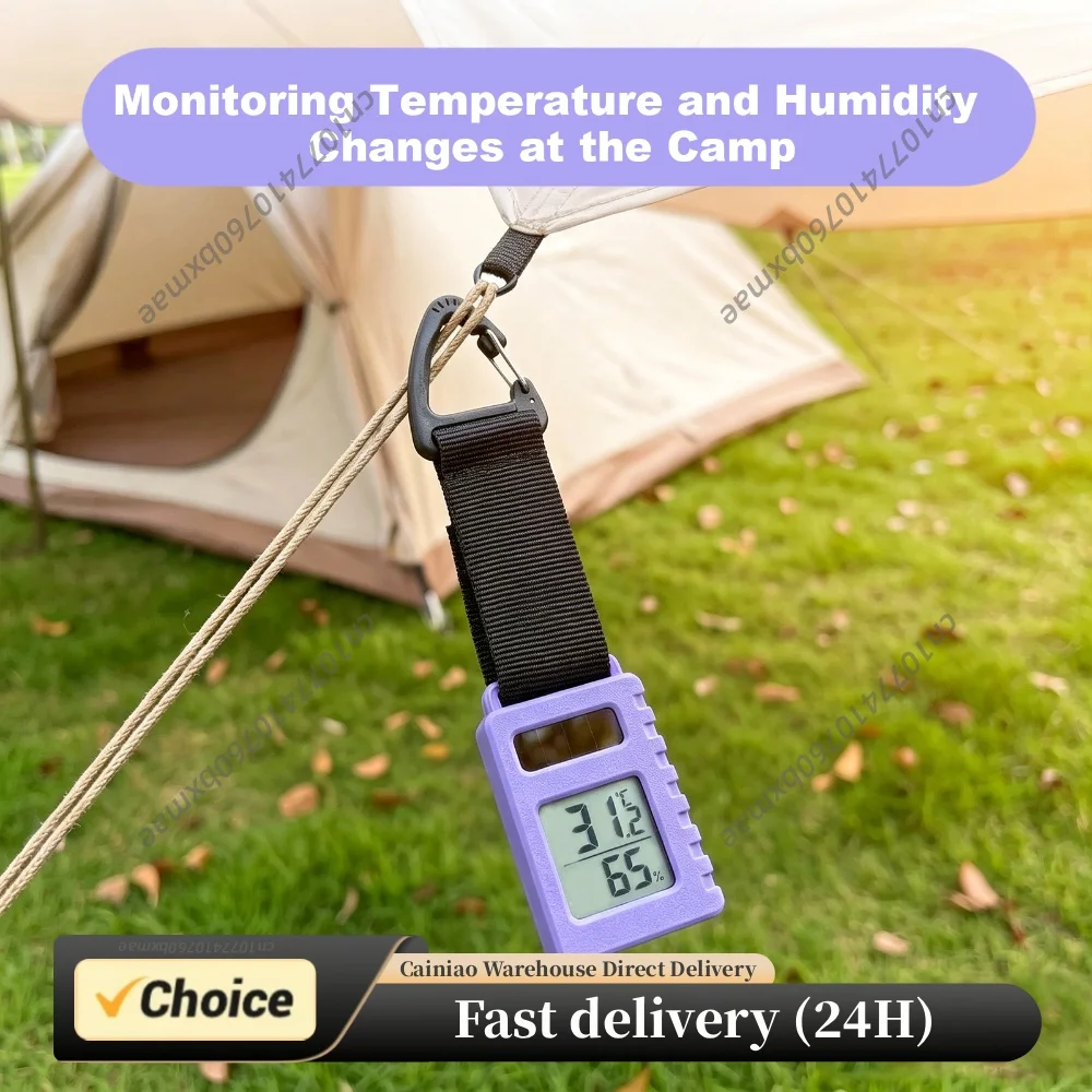 3D Printed Multi-Purpose Temperature Monitor with Carabiner Clip Splash-Proof Outdoor Hygrometer Mountaineering Pendant Keychain