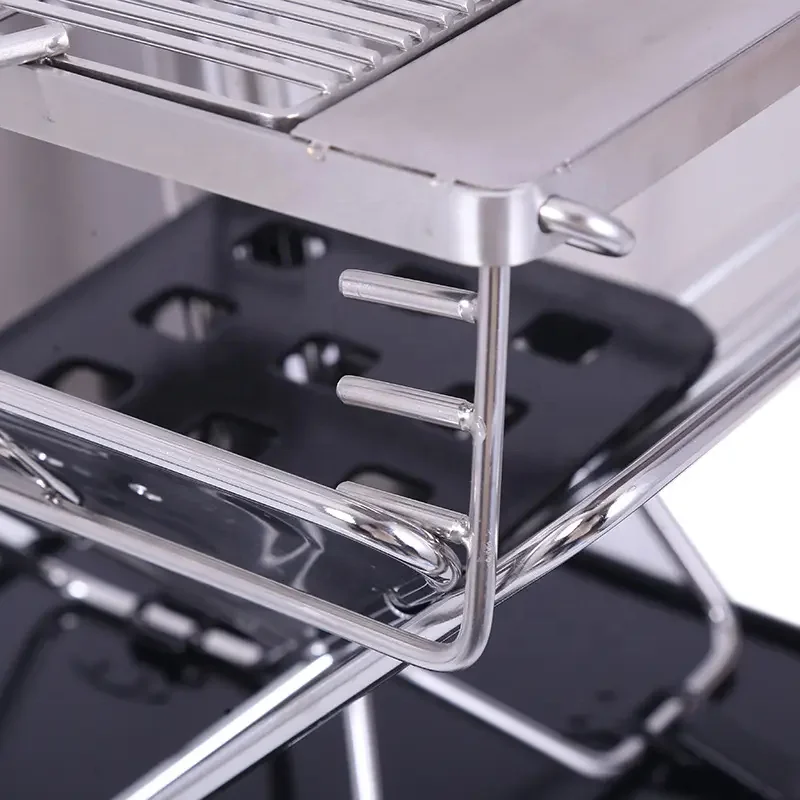 Parrilla de barbacoa de carbón plegable para exteriores, parrilla de carbón de acero inoxidable, ahumador, parrilla de barbacoa para acampar al aire libre