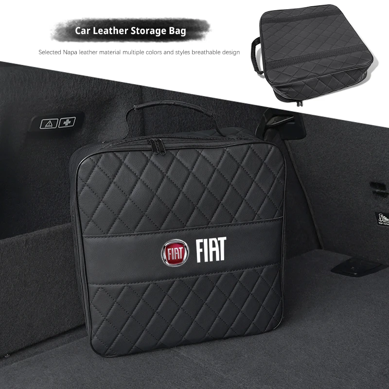 

Car Leather Storage Bag High-capacity Auto Trunk Handbag For FIAT Strada Panda 500 500e Argo Mobi 600 Tipo Ducato Grande Punto