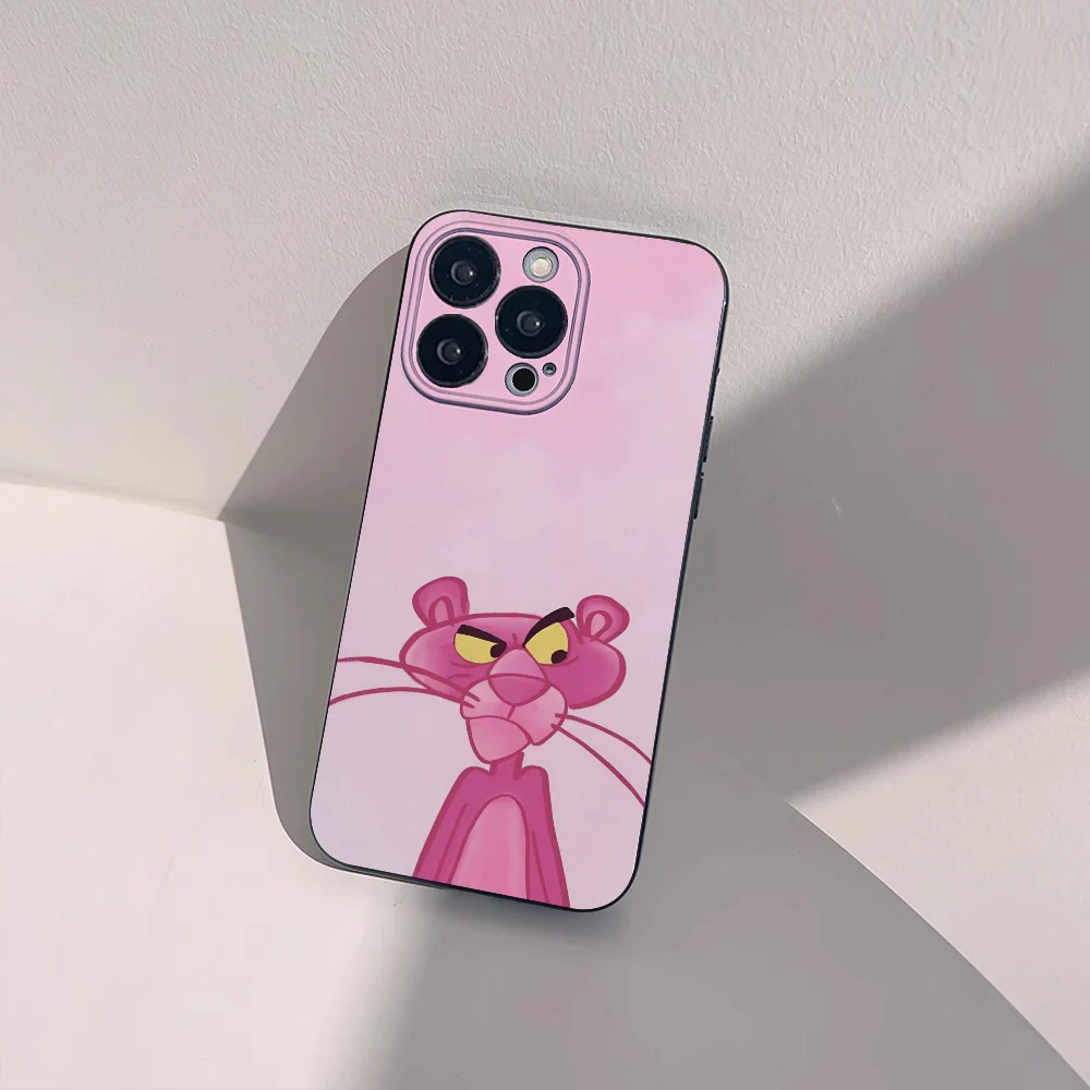Pink Panther Phone Case Phone Case For IPhone 16 15 14 13 Pro Max 11 12 Mini X Xs XR Se 2022 Black Silicone Cover