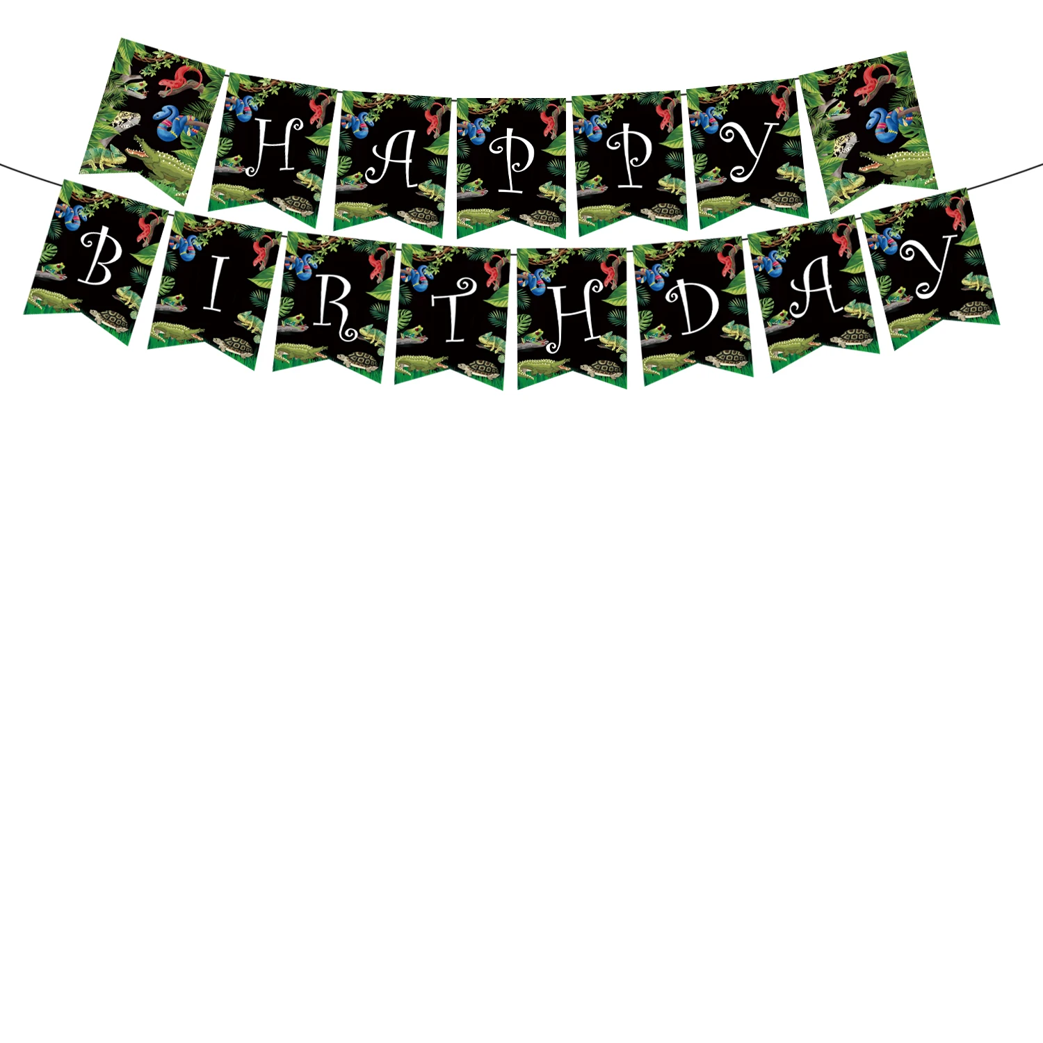 Reptilien-Geburtstagsparty-Zubehör Eidechsen- und Schlangen-Tischgeschirr Pappbecher Teller Servietten Banner Ballons Geburtstagsparty-Dekorationen – Detail 7