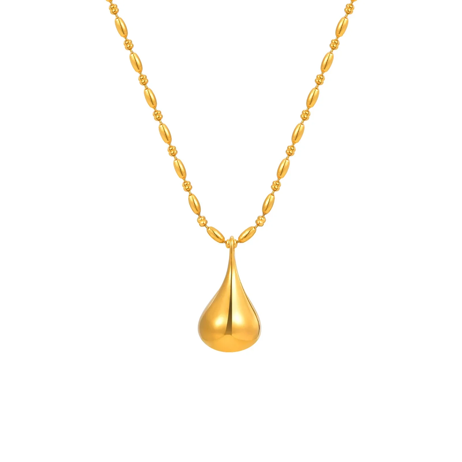 Fashion Brass Gold Plated Water Droplet Pendant Necklace Women Europe America Popular Jewelry Accessories Trend 5