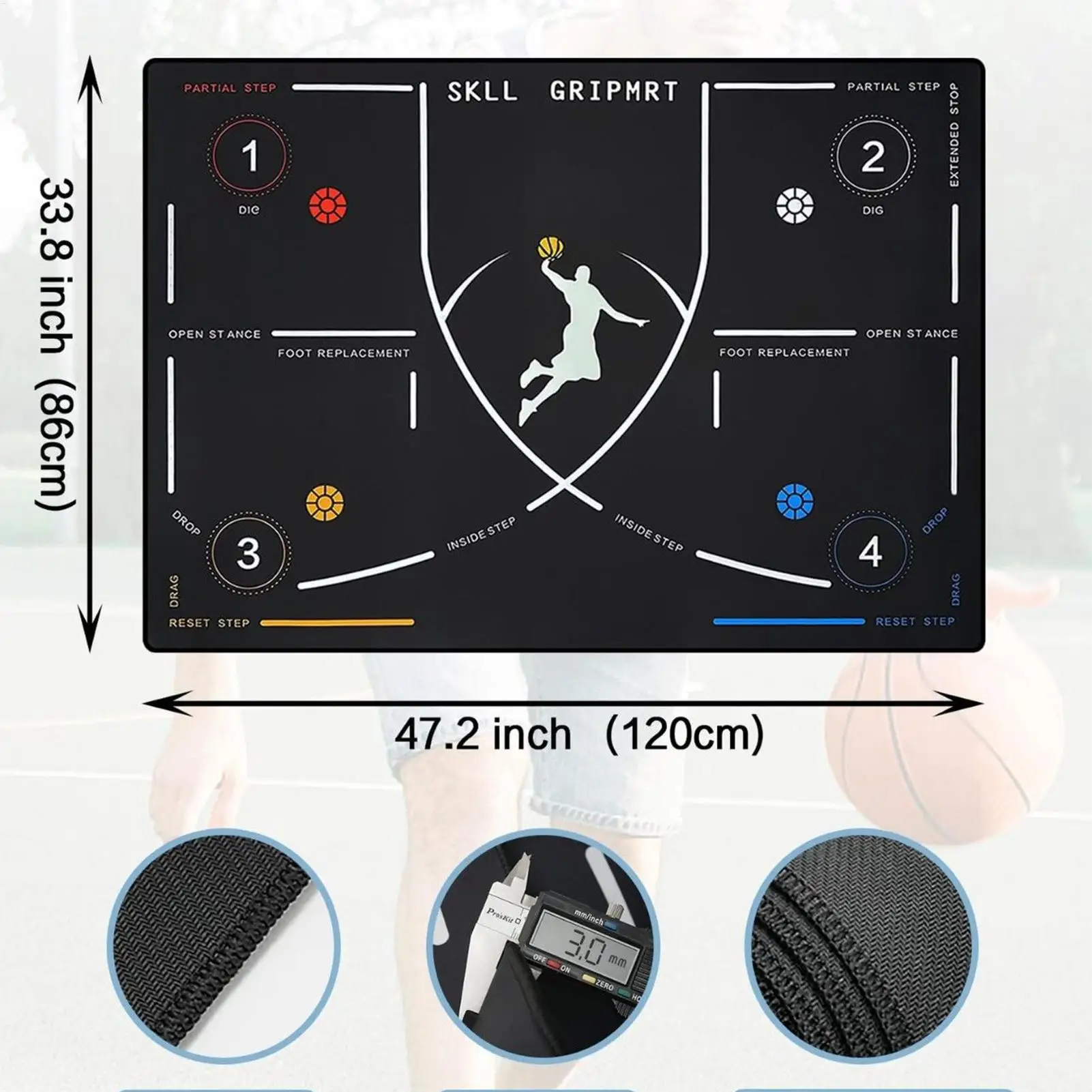 كرة السلة Dribble حصيرة المضادة للانزلاق معدات التمرين كرة السلة ممارسة الوسادة خطوة الحفر حصيرة ل Dribbling ترتد خطوة القدم