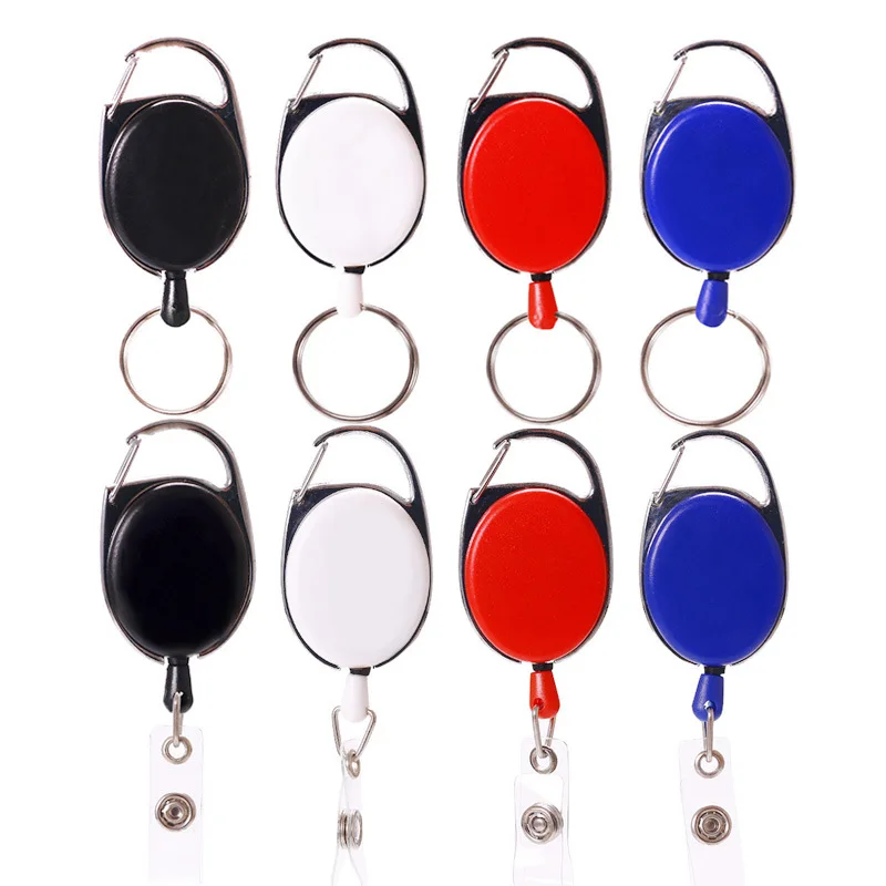 1Pcs Anti-theft Metal Easy-to-pull Buckle Rope Elastic Keychain Sporty Retractable Key Ring Anti Lost Ski Pass ID Card