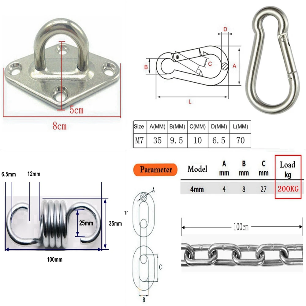 Sex Swing Ceiling Hanger Kit Stainless Steel Hanging Chain For Sandbag Aerial Yoga Hammock Chair Conneciton Indoor Heavy Duty