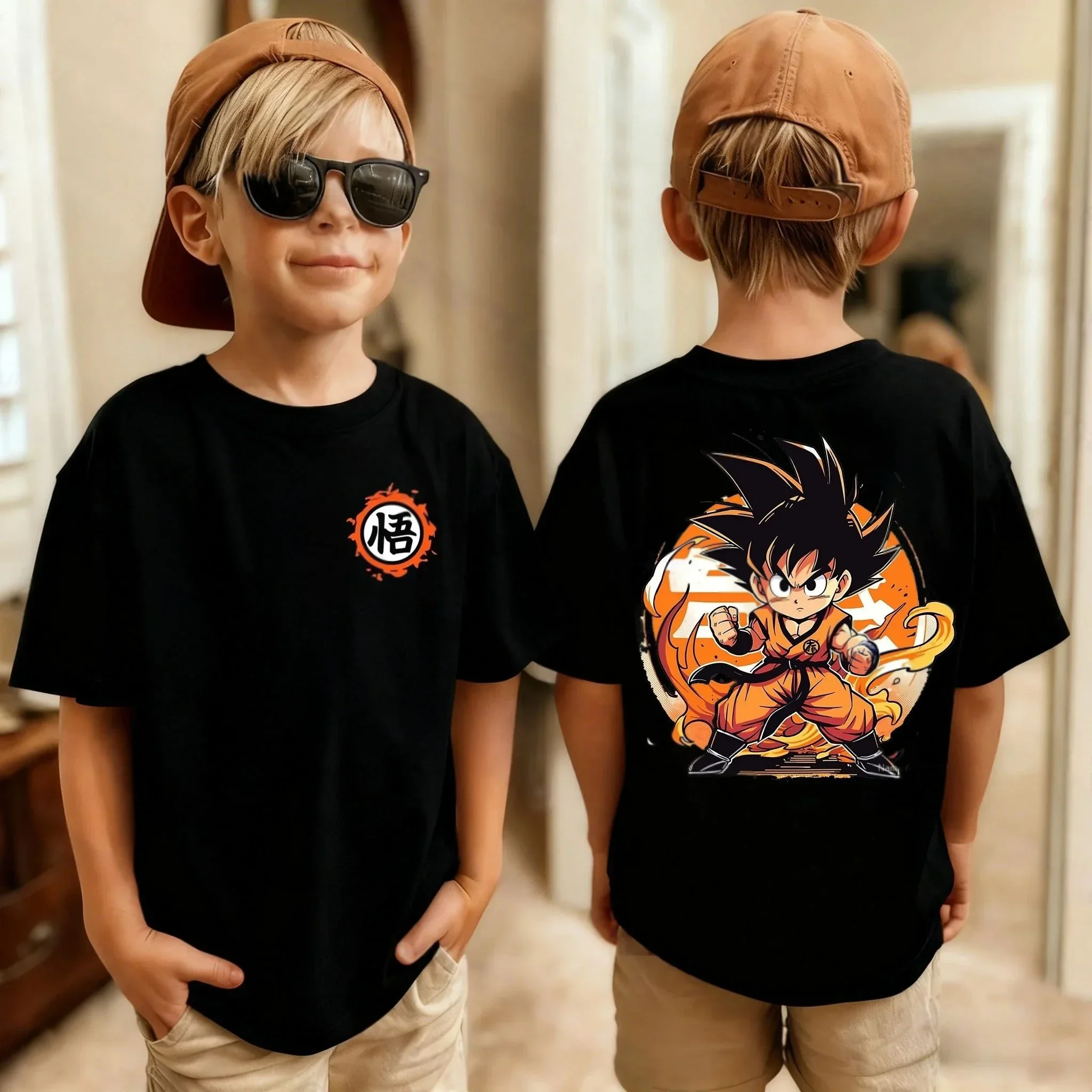 Neueste Version Dragon Ball Goku Anime T-Shirt - Kinder-T-Shirt aus reiner Baumwolle - Weiches und flauschiges, bequemes Oberteil für Jungen oder Mädchen – Detail 2