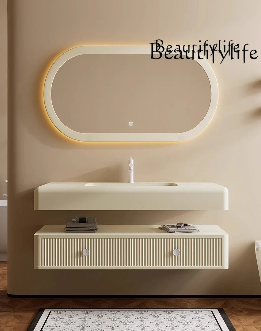 

Style Cream French Bathroom Cabinet Combination Oak Paint Wash Table Bathroom Premium Sense