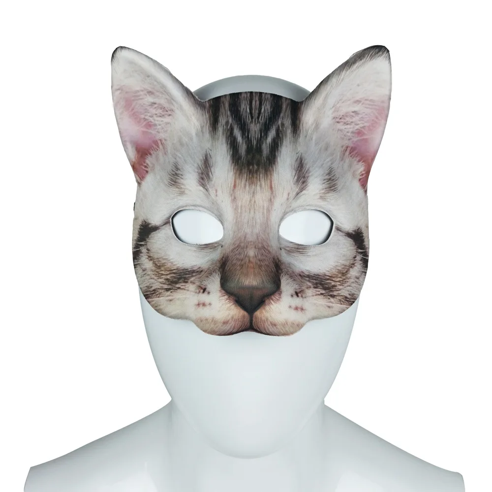 Halloween Decoration Unisex Mask Cute Half Face Cat Mask Role Play Costume Prop Animal Party Mask with Elastic Strap for 2023