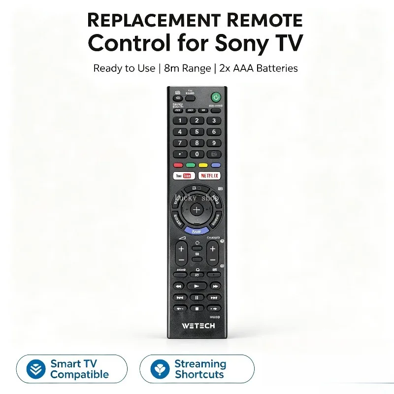 Telecomando di ricambio compatibile con Smart TV Sony, con tasti rapidi per Netflix e YouTube.