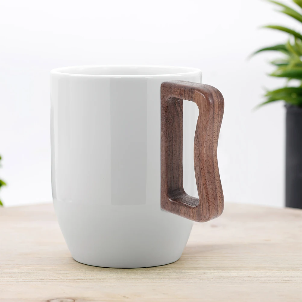 

2pcs Tea Ceremony Cup Mug Ergonomic Handle Smooth Edge Rustic Wooden Grip Comfortable Teacup Replacement Household Glass Drink