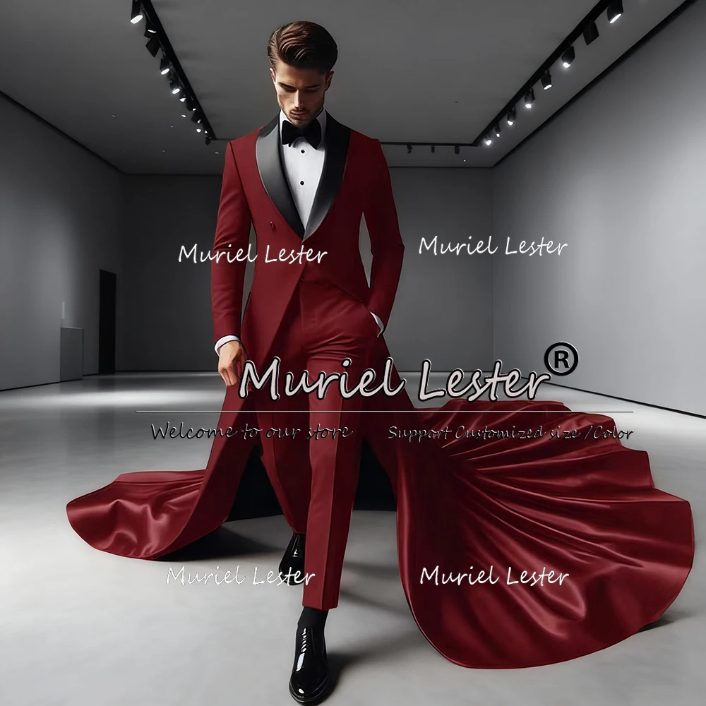 

Unique Design Wedding Suits For Men 2 Pieces Sets Shawl Lapel Prom Tuxedos With Long Train Custiomized Male Fashion Prom Blazers