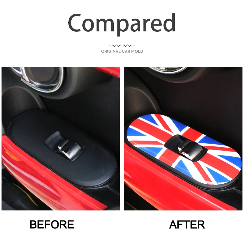 2PCS Car Door Window Lift Control Switch Panel Stickers For Mini Cooper F56 Car Accessory Decals Interior Protection Decoration