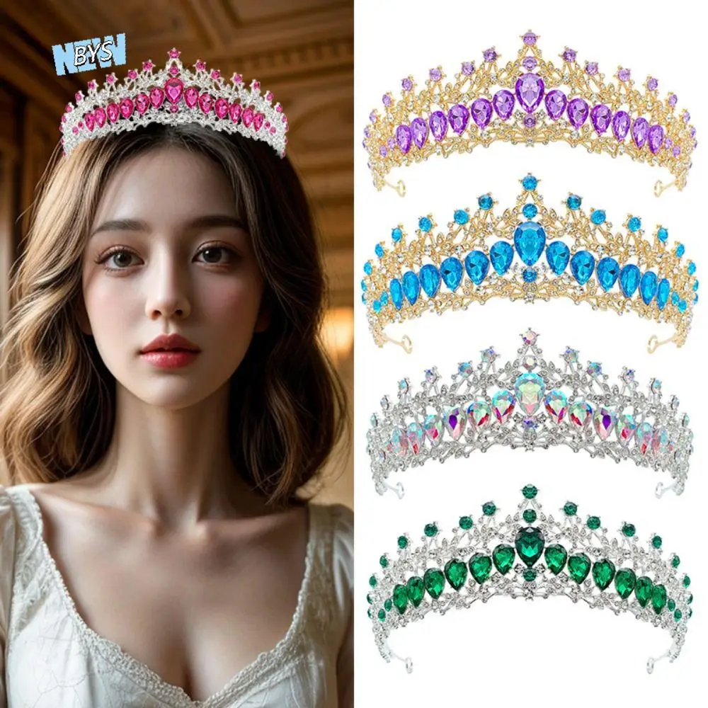 

Exquisite Shiny Baroque Queen Tiaras Elegant Luxury Bridal Headwear Multicolor Dazzling Rhinestone Diadem Photography Props