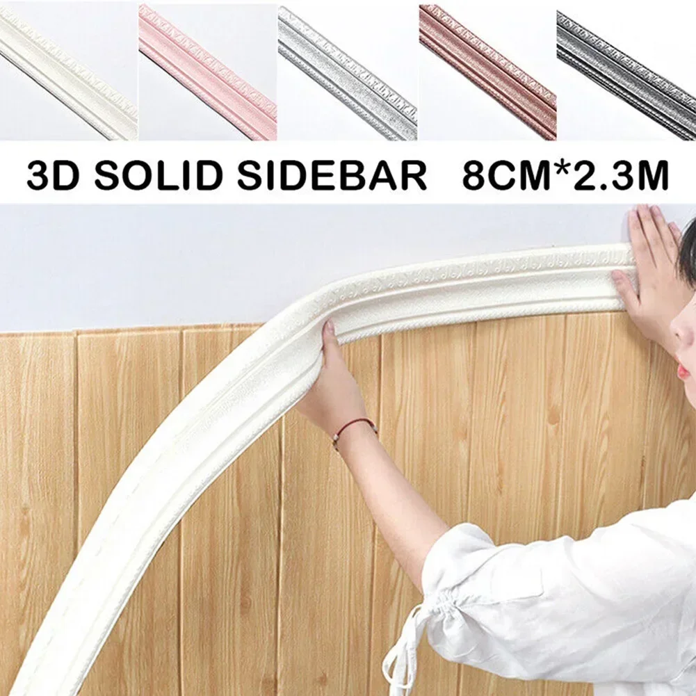 Skirting Border 3D DIY Foam Tiles Sticker Waterproof Moisture-proof Self-adhesive Waistline Ceiling Frame Wall Decor Edge Strip