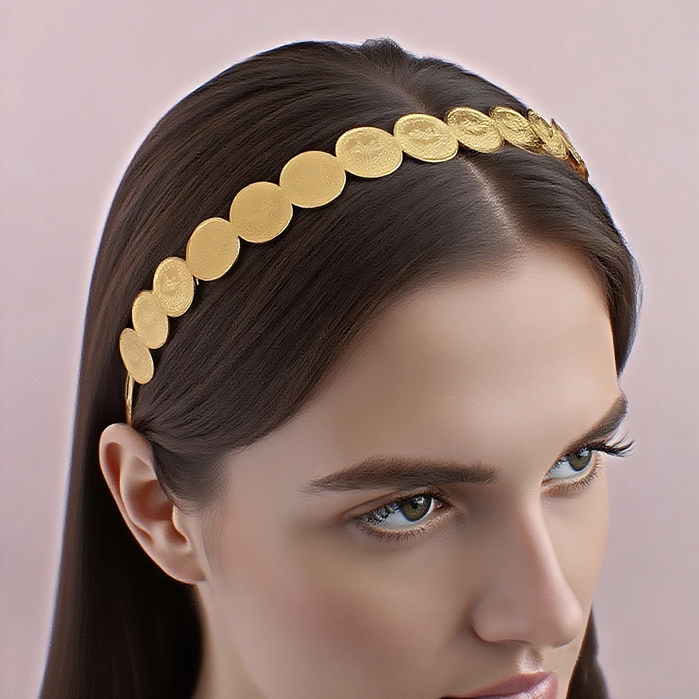 مشبك شعر مطلي بالذهب لحفل الزفاف ، Diademas الفقرة El Pelo العرقية ، أزياء الشرق الأوسط ، قطعة رأس عملة عربية ، ملابس شعر معدنية #1