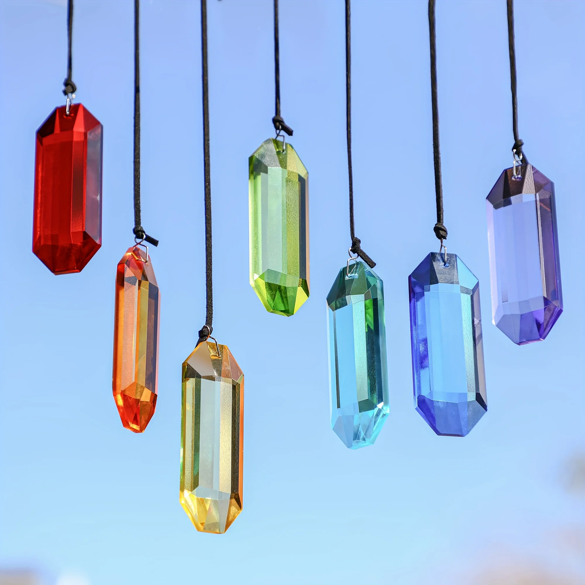 7pcs Crystal Suncatcher Prisms 3'' Indoor Window Hanging Ornament Rainbow Glass Prism Sun Catcher Decor for Home Garden Healing