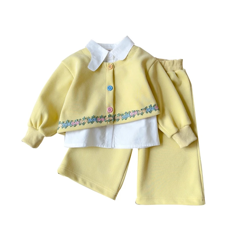 

Girls' Irregular Jacket+long Sleeved Shirt+long Pants Casual Sports Three Piece Set Clothes Girls' Suit Autumn New Item