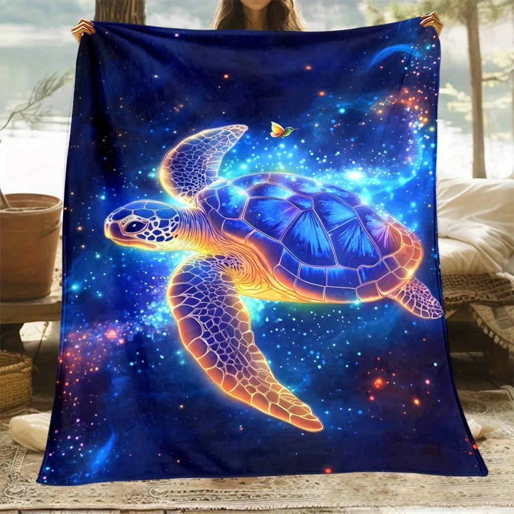 

Фланелевое одеяло с космическим эффектом проколов Galaxy Turtle, яркие цвета, мягкое одеяло для спириопреддисного дизайна для медитации, декор комнаты для йоги