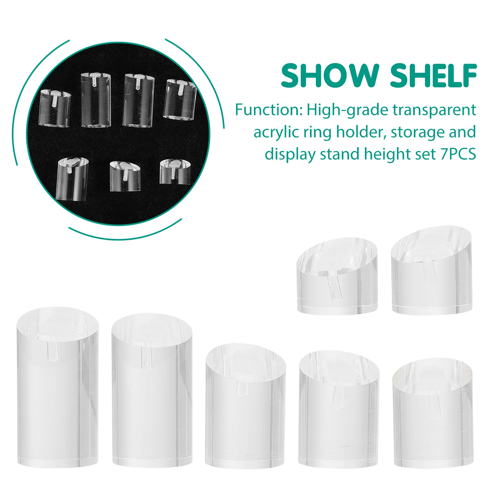

7 Pcs Ring Display Supports Acrylic Seat Rack Trash Can Jewelry Stand Showcase Storage