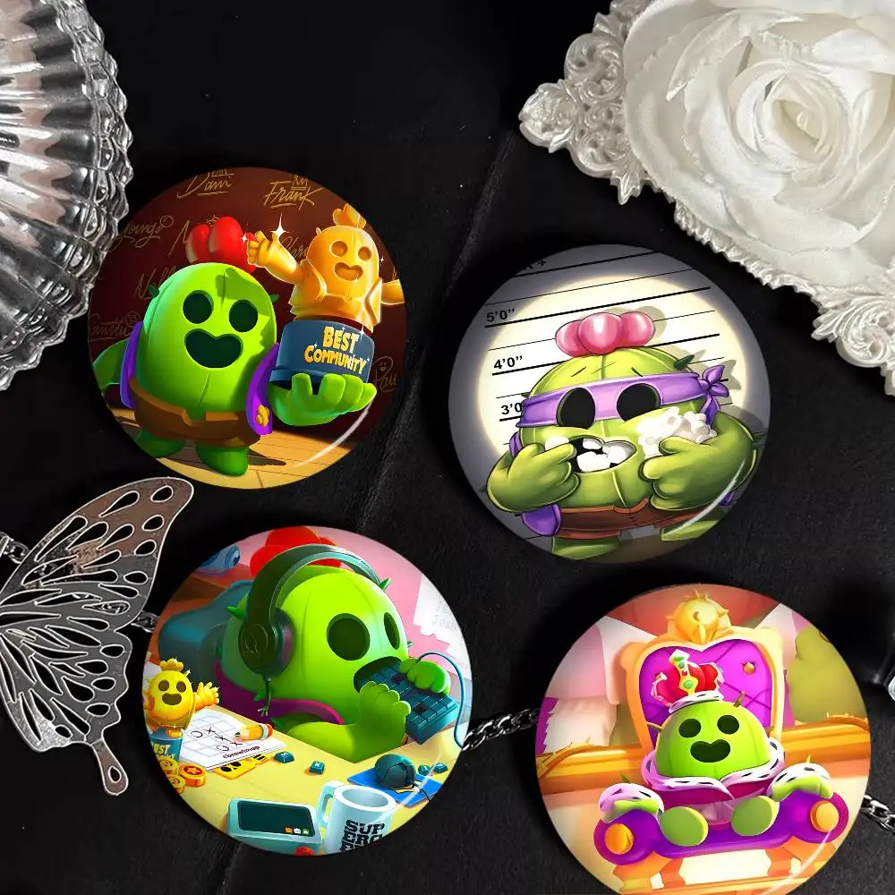 Mobile Game Brawl S-stars Spike Game Brooches Anime Badge Round Handmade Brooch Lapel Pins Jewelry for Backpack Clothes Gifts