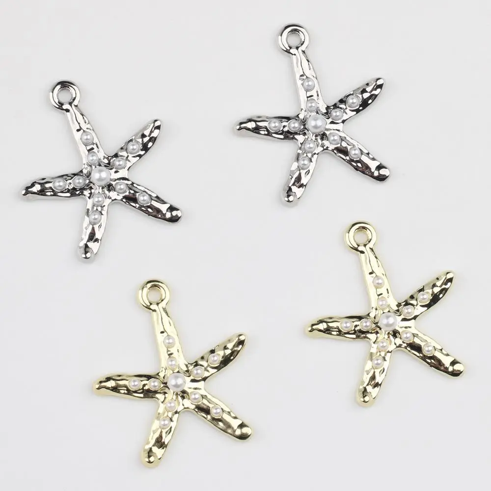 40pcs Handmade Starfish Jewelry Pendant Connectors Silvery Golden Color Necklace Earrings Pendants Diy Jewelry Making Findings