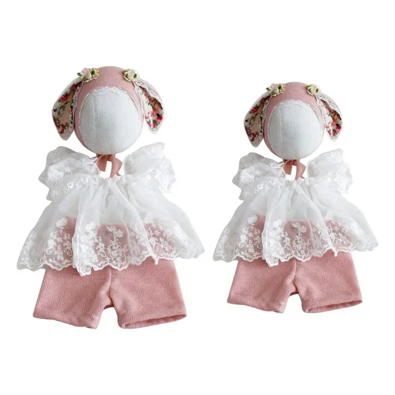 New Pink Bonnet Hat Pants for Newborn Photography Shorts Outfits for Baby Girls Photograph Acces