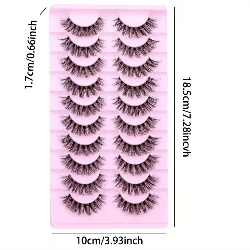 自然な細い3Dカールのフルピースつけまつげ10ペア、透明でふわふわしたステムで、目を引くメイクに使用されます。
