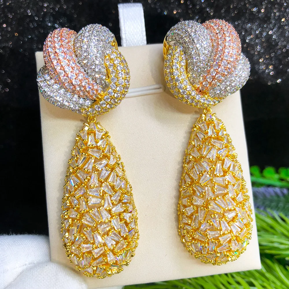 GODKI NEW Luxury Braided Knot African Earrings For Women Wedding Party Indian Dubai Bridal Jewelry boucle d'oreille femme Gift