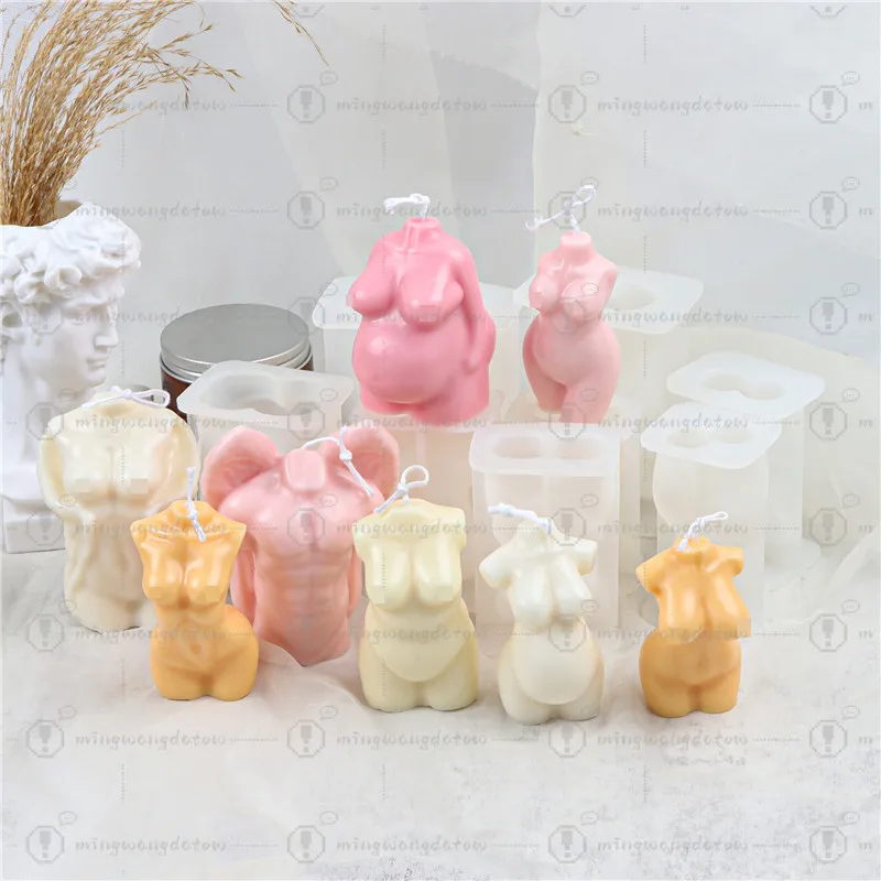 

8 Styles Human Body Silicone Mold, Angel Pregnant Man Woman Candle Resin Mousse Cake Mould