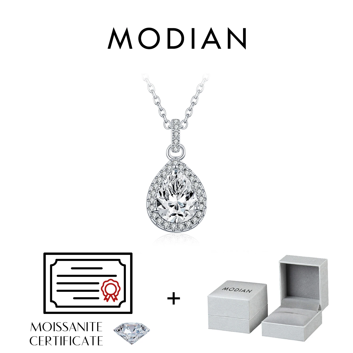 Women's Moissanite Water Drop Pendant Necklace, Gift