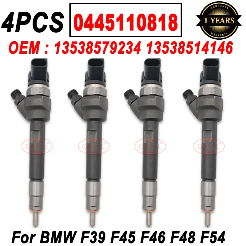 4PCS Diesel Engine Injector 0445110818 13538579234 0 445 110 818 13538514146 for BMW F39 F45 F46 F48 F54 ORLTL