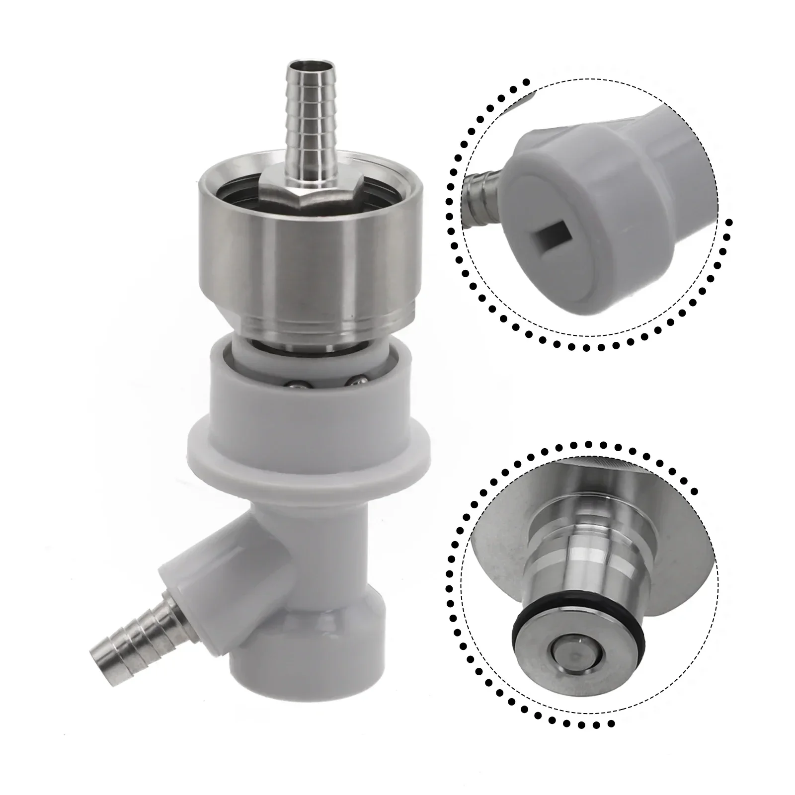 Stainless Steel Carbonation Cap Ball Lock Keg Post With 5/16'' Barb For Homebrew Soda-Drink PET Bottles Beer Brewing