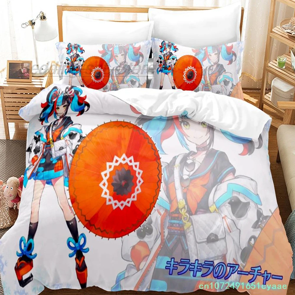 VTuber Ookami Mio Bedding Set Single Twin Full Queen King Size Bed Set Aldult Kid Bedroom Duvetcover Sets Print Kawaii Cartoon