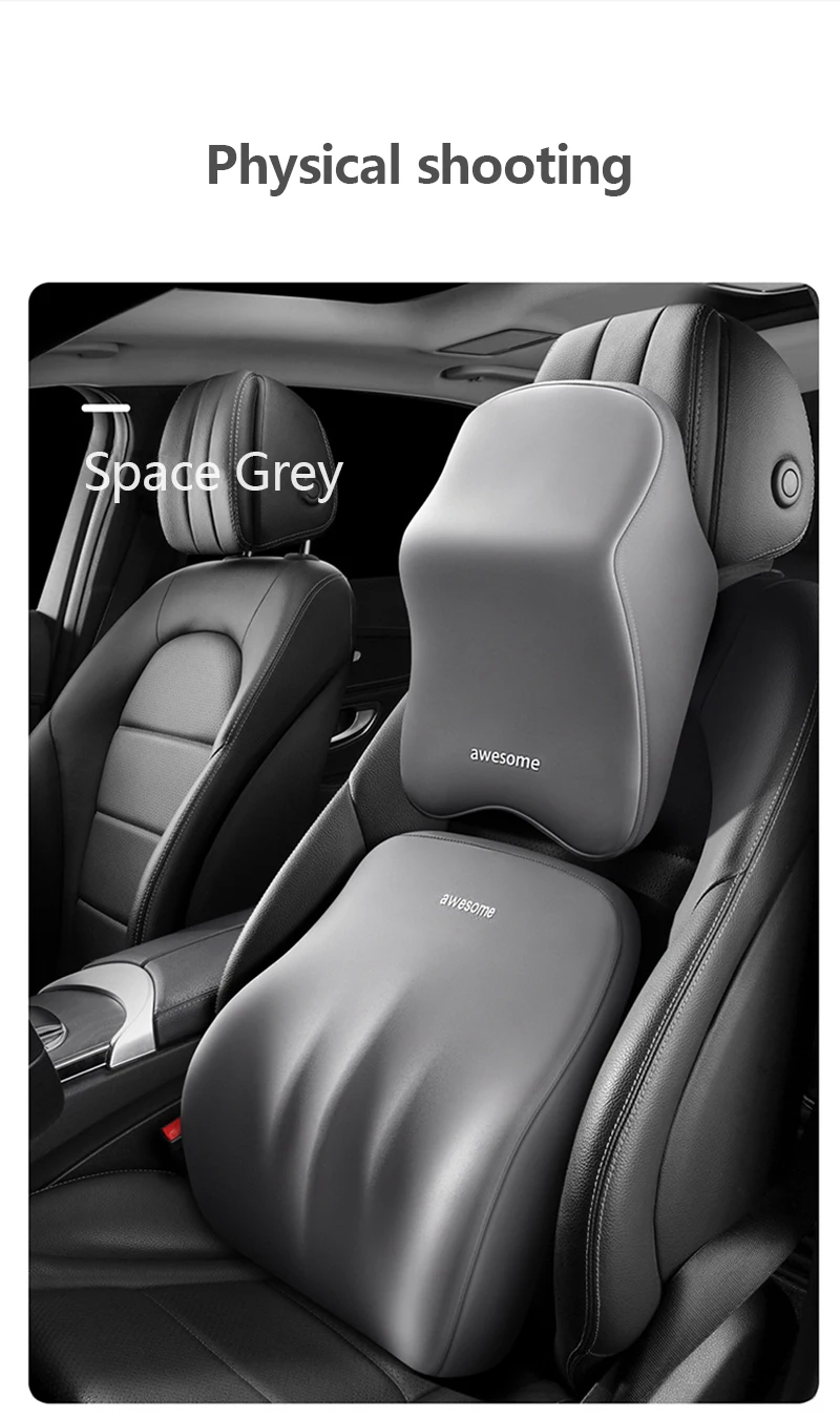 Auto Lendenwirbel Rückenstütze Kopfstütze Nackenkissen Memory Foam Lendenkissen Universal Weiche Nackenkissen Kissen Autositzkissen – Detail 15