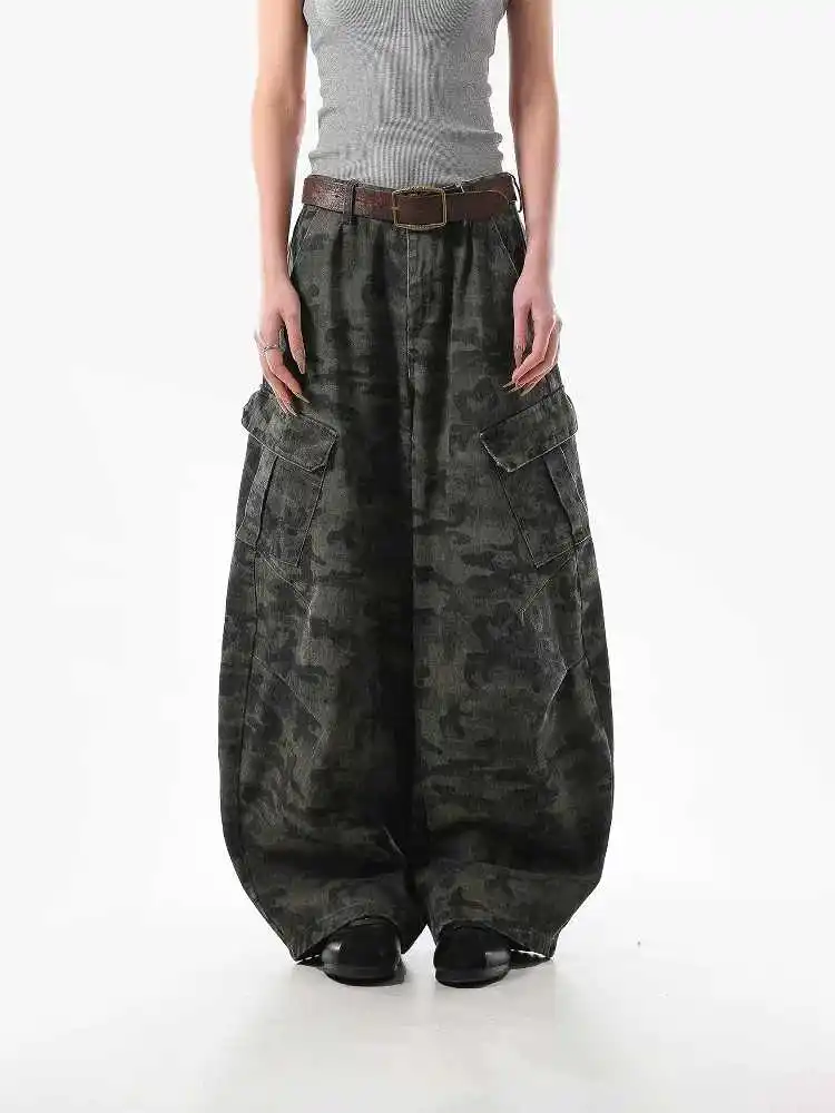 

Women's Camouflage Cargo Pants Baggy Japanese 2000s Style Bent Knife Pants Harajuku Y2k Vintage Oversize Trousers Clothes 2025