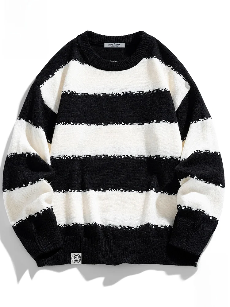

PaulFrank Large-Mouth Monkey Retro Stripes Knitwear Loose Fit Men's Spring Autumn New Sle Cool And Haome Sweater