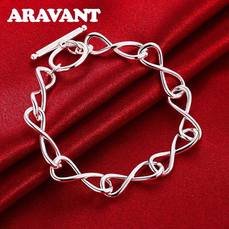 925 Silver Twisted Circle Bracelet Chains For Women Fashion Wedding Jewelry