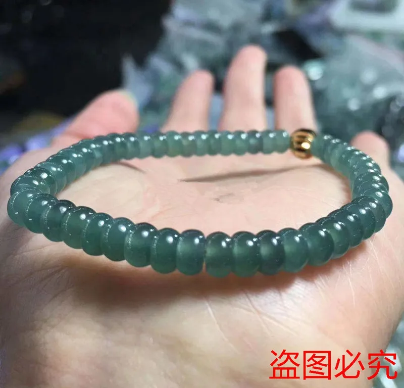 

Genuine Myanmar Jadeite Blue Water Jade Bracelet Women Healing Gemstone Fine Jewelry Natural Burma Jade Abacus Beads Bracelets