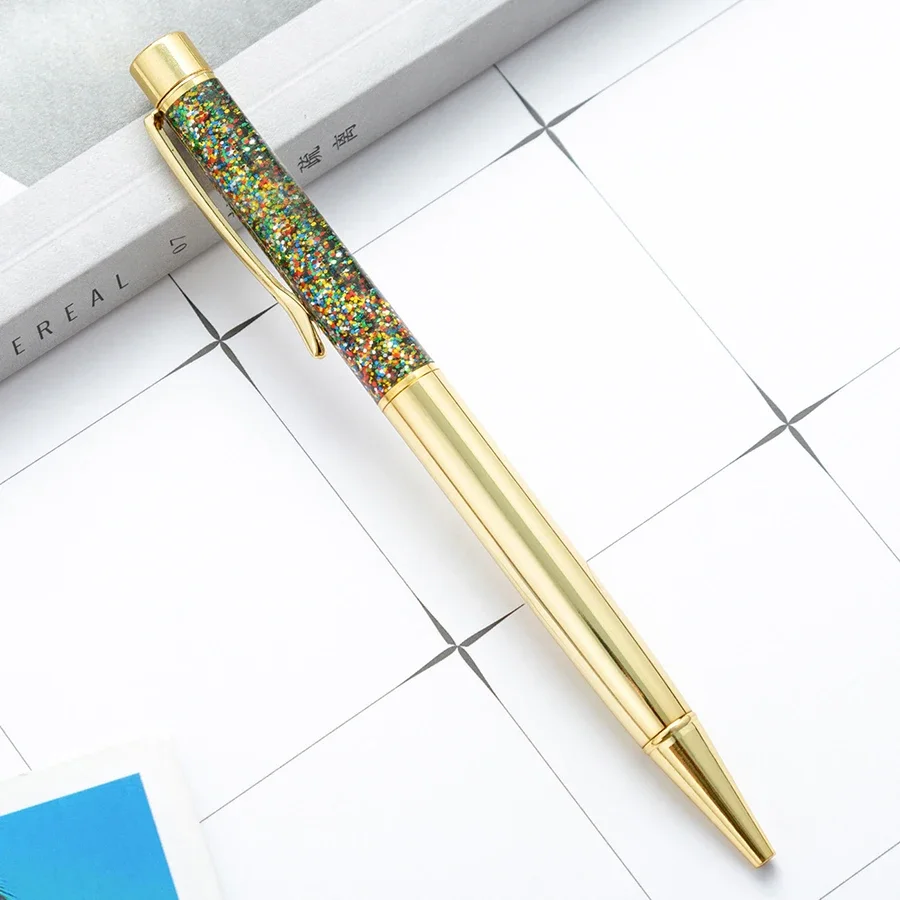 Bunt in das Öl Goldpulver Treibsand-Kugelschreiber, luxuriöser Metallstab, rotierender 1,0-mm-Kugelschreiber für Schule und Büro – Detail 9