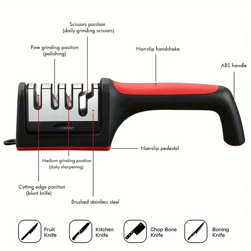 Knife Sharpener 4 Stages Professional Kitchen Sharpening Stone Grinder Knives Whetstone Tungsten Diamond Ceramic Sharpener Tool